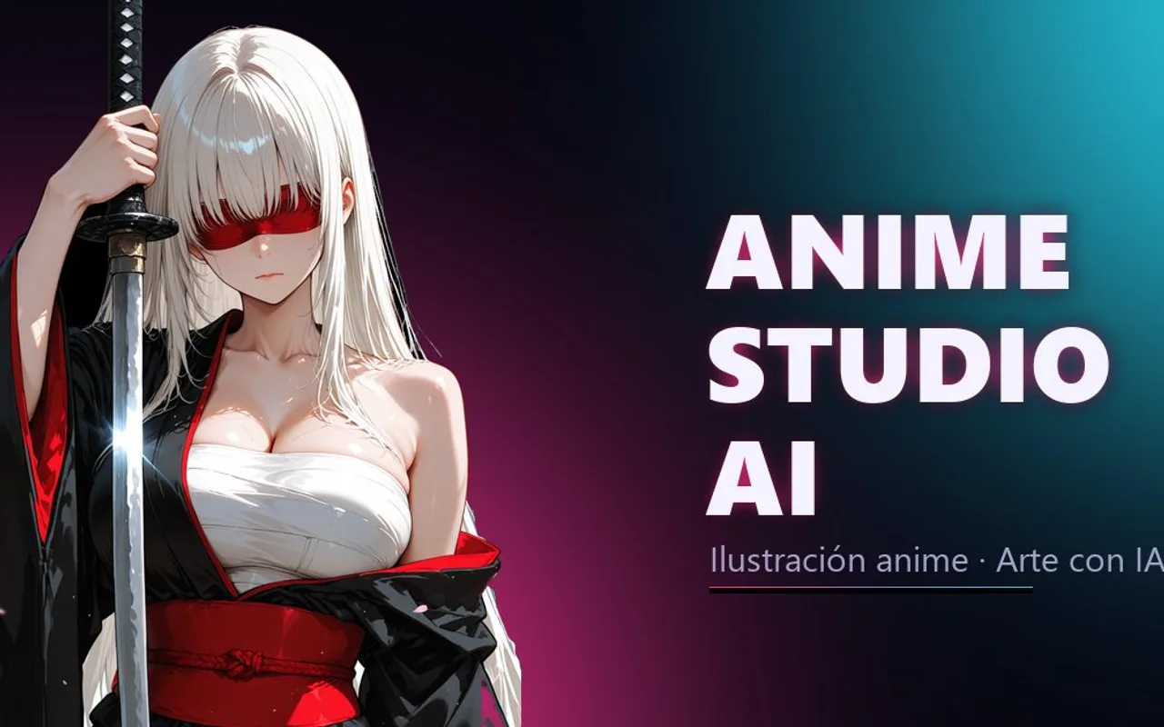 Portada de Anime Studio AI con ilustración anime y el nombre de la marca